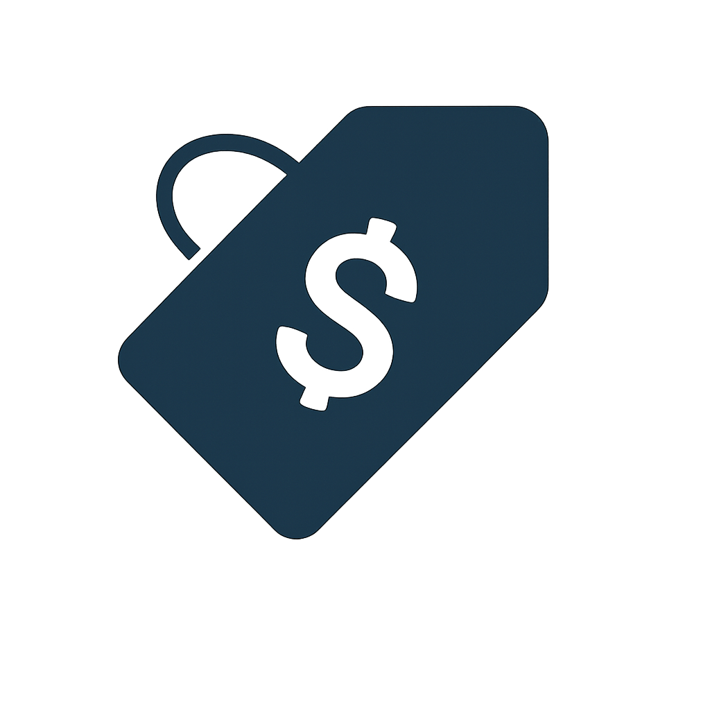 Icon of a price tag with dollar symbol representing competitive pricing by MISAWA Swift