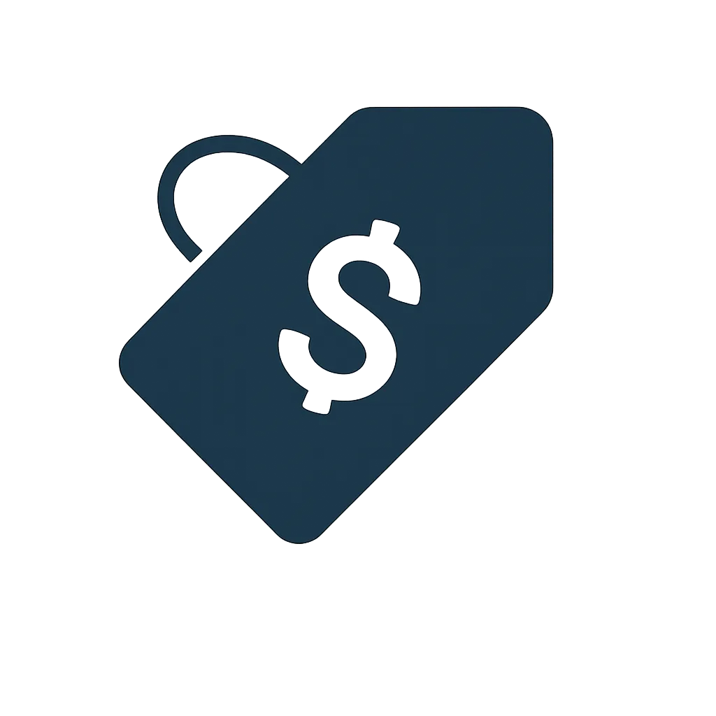 Icon of a price tag with dollar symbol representing competitive pricing by MISAWA Swift