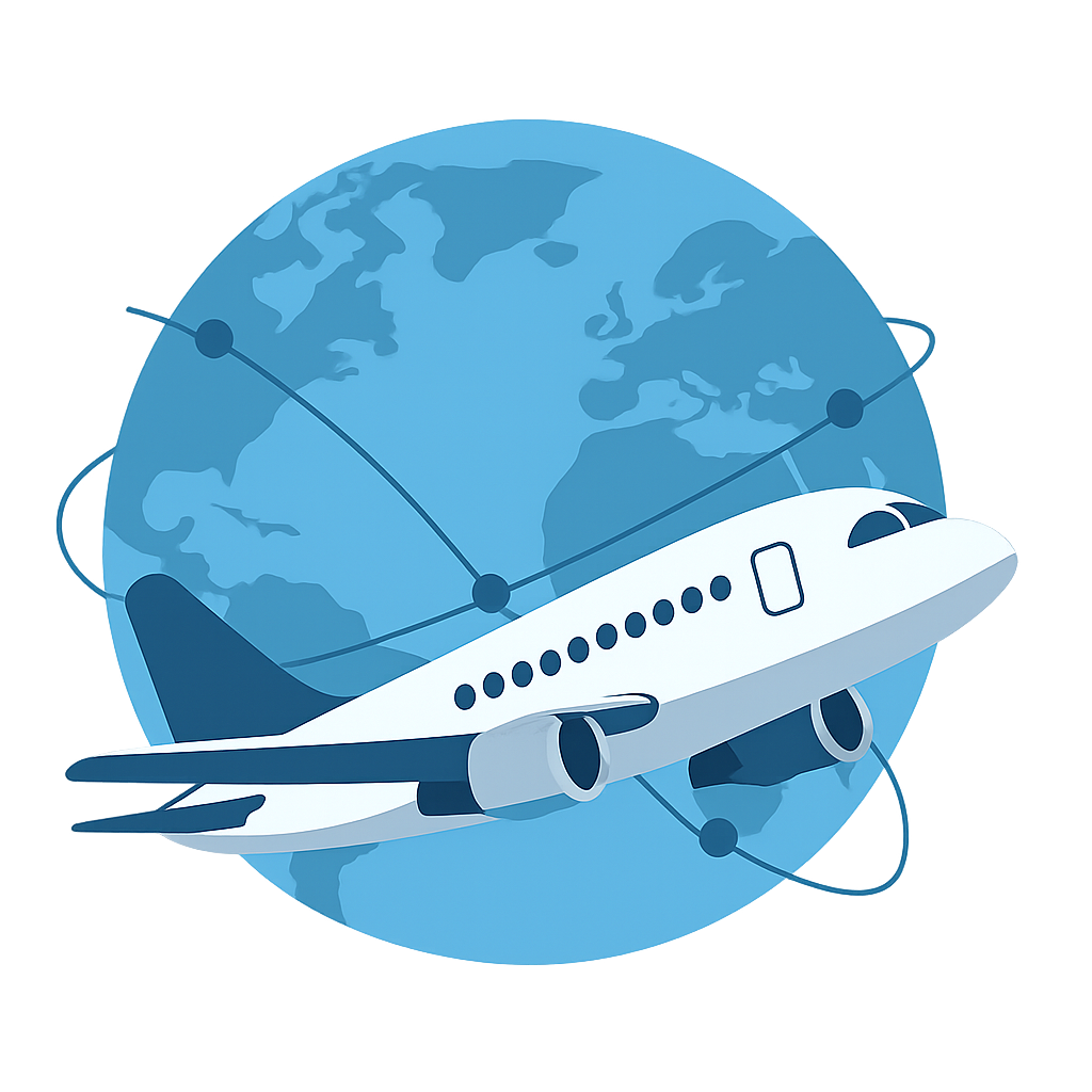 Cargo airplane flying around a connected globe – MisawaSwift international shipping
