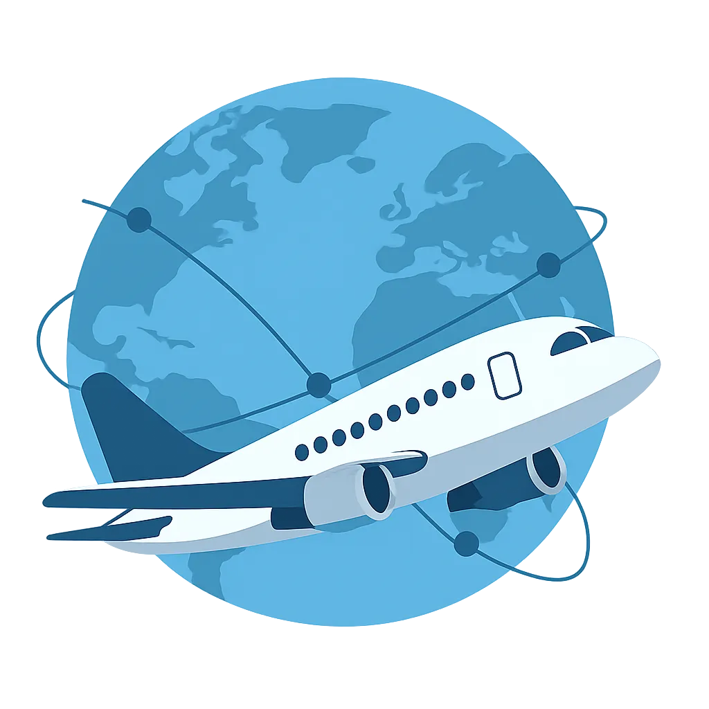 Cargo airplane flying around a connected globe – MisawaSwift international shipping