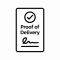 Black document icon with checkmark and signature line for proof of delivery