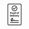 Black document icon with checkmark and signature line for proof of delivery